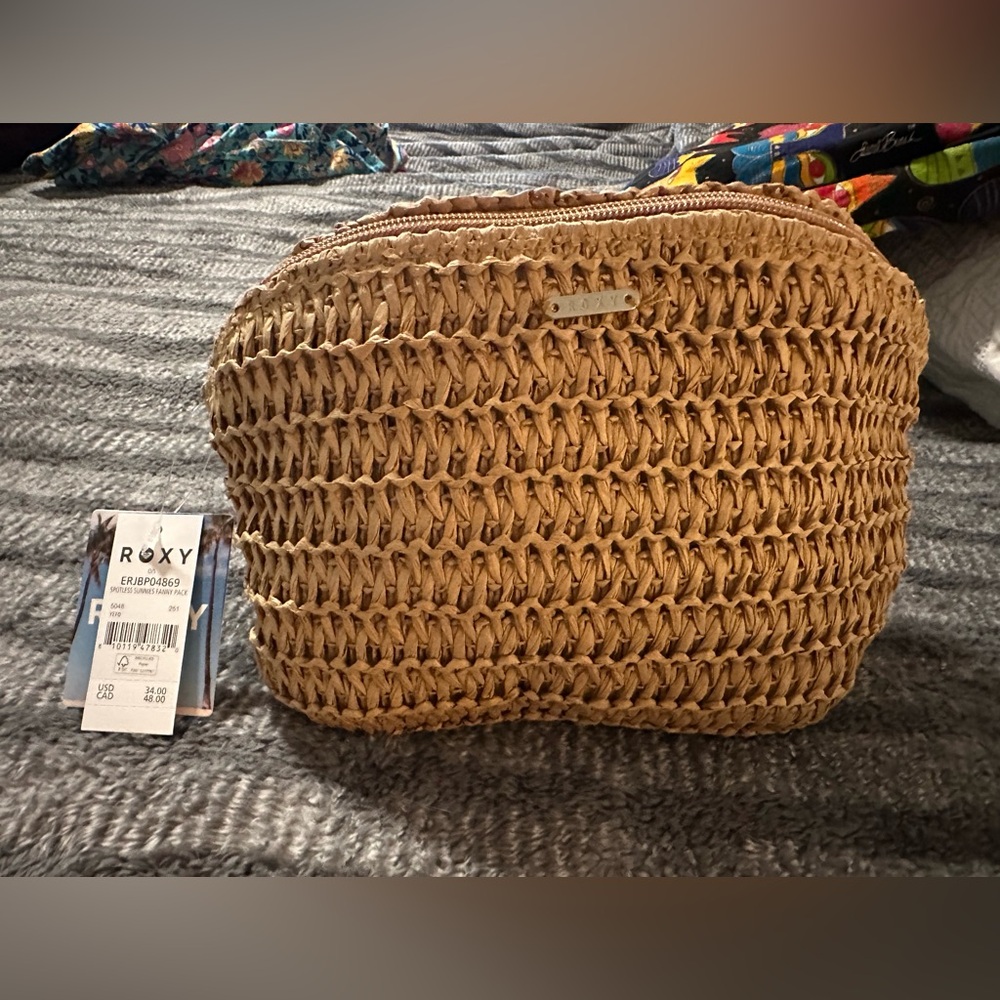 Roxy Tan Woven Cosmetic Bag